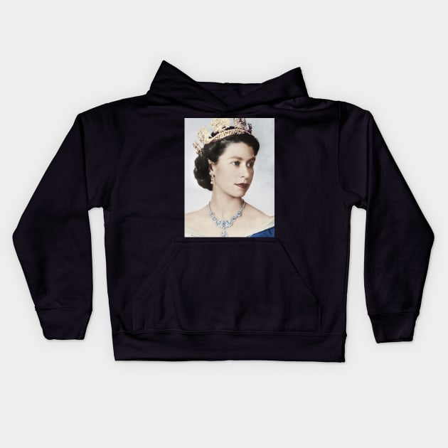 Queen Elizabeth Kids Hoodie by valentinahramov